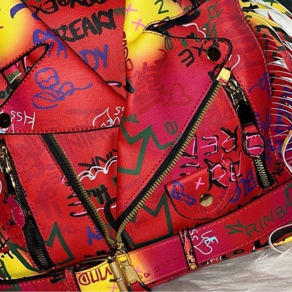 Faux Leather Fringed Moto Backpack - Picture 2 of 6